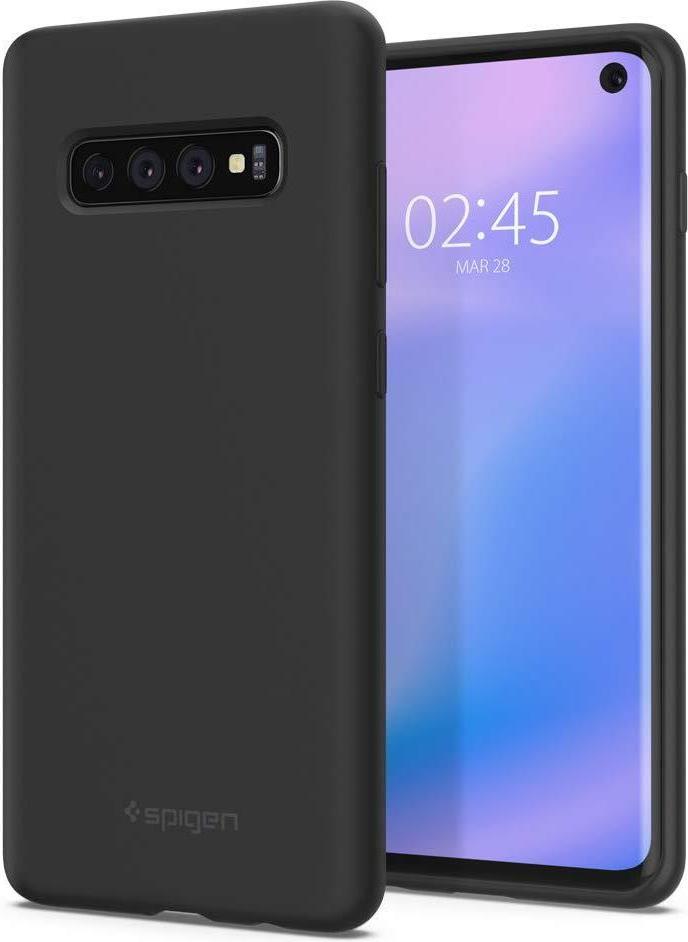 Противоударен Силиконов Калъф за Samsung S10, Spigen Silicone Fit Case, Черен