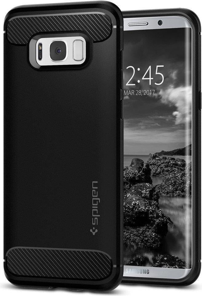 Противоударен Силиконов Калъф за Samsung S8, Spigen Rugged Armor Case, Черен