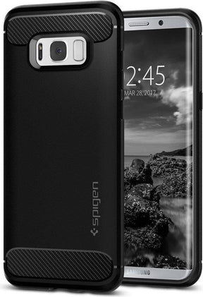 Противоударен Силиконов Калъф за Samsung S8, Spigen Rugged Armor Case, Черен