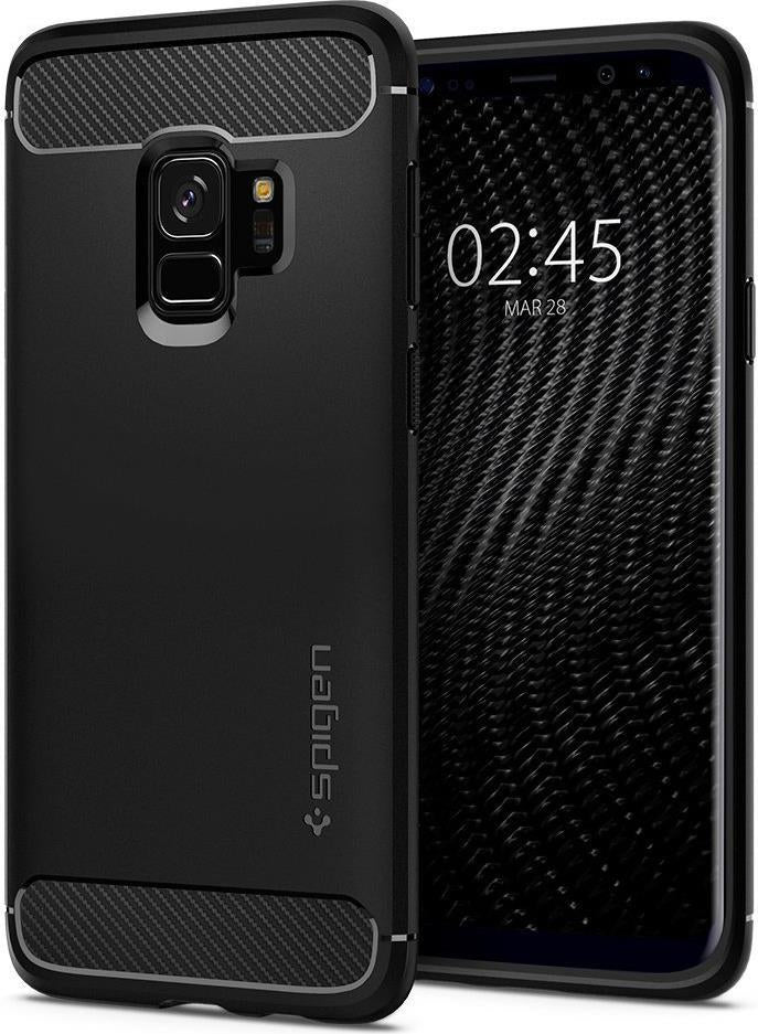 Противоударен Силиконов Калъф за Samsung S9, Spigen Rugged Armor Case, Черен (4)