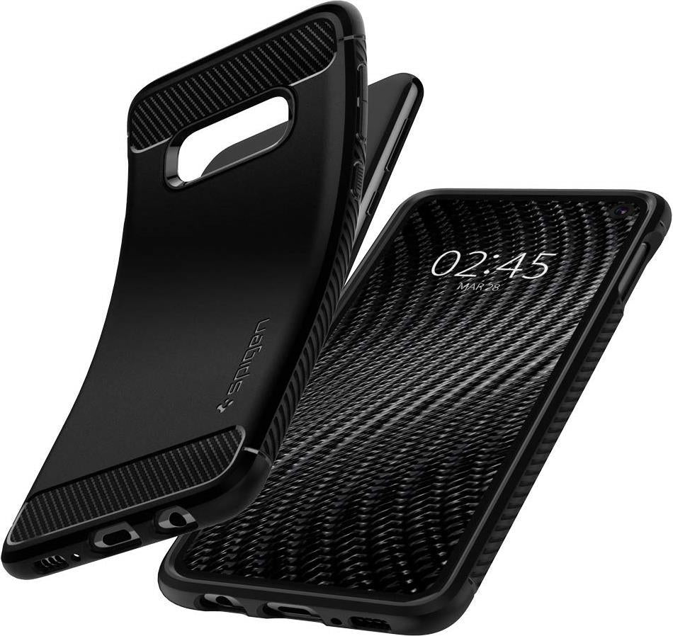 Противоударен Силиконов Калъф за Samsung S10e, Spigen Rugged Armor Case, Черен (3)