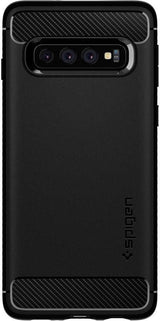 Противоударен Силиконов Калъф за Samsung S10 Plus, Spigen Rugged Armor Case, Черен (4)