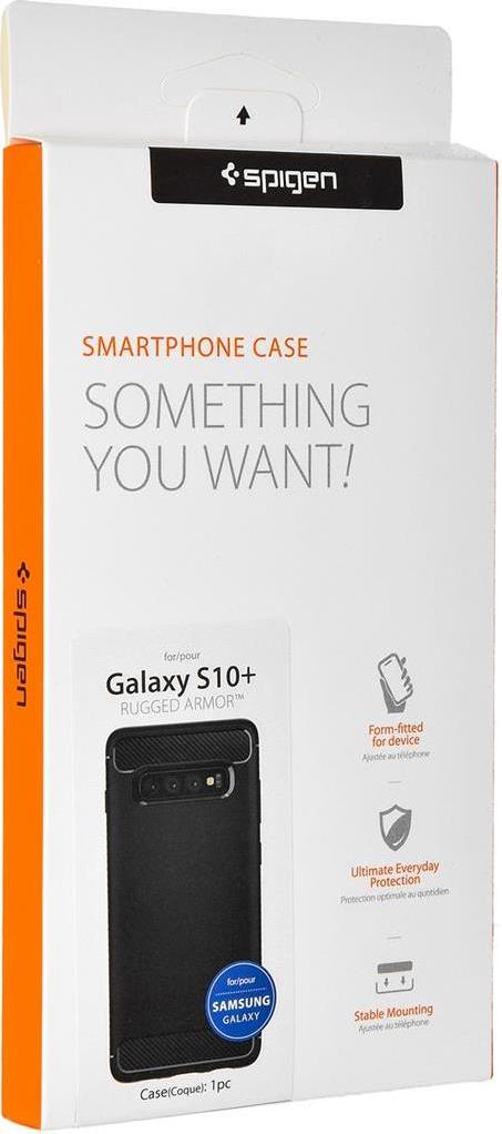 Противоударен Силиконов Калъф за Samsung S10 Plus, Spigen Rugged Armor Case, Черен (9)