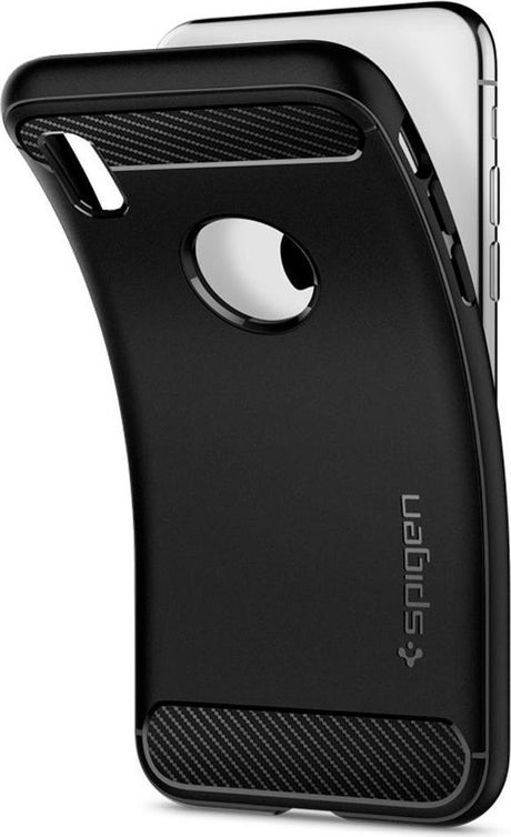 Противоударен Силиконов Калъф за iPhone XS/X, Spigen Rugged Armor Case, Черен (3)
