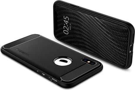 Противоударен Силиконов Калъф за iPhone XS/X, Spigen Rugged Armor Case, Черен (6)