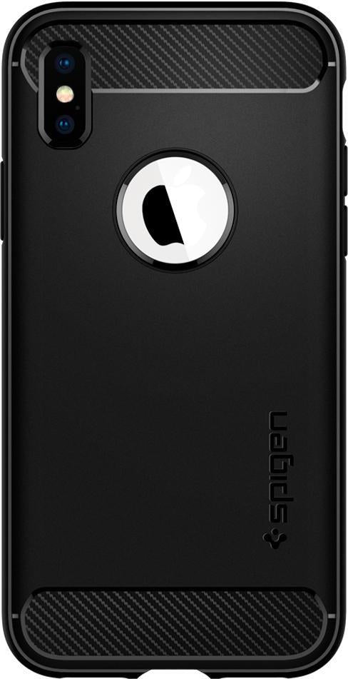 Противоударен Силиконов Калъф за iPhone XS/X, Spigen Rugged Armor Case, Черен (2)