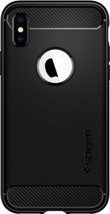 Противоударен Силиконов Калъф за iPhone XS/X, Spigen Rugged Armor Case, Черен (2)