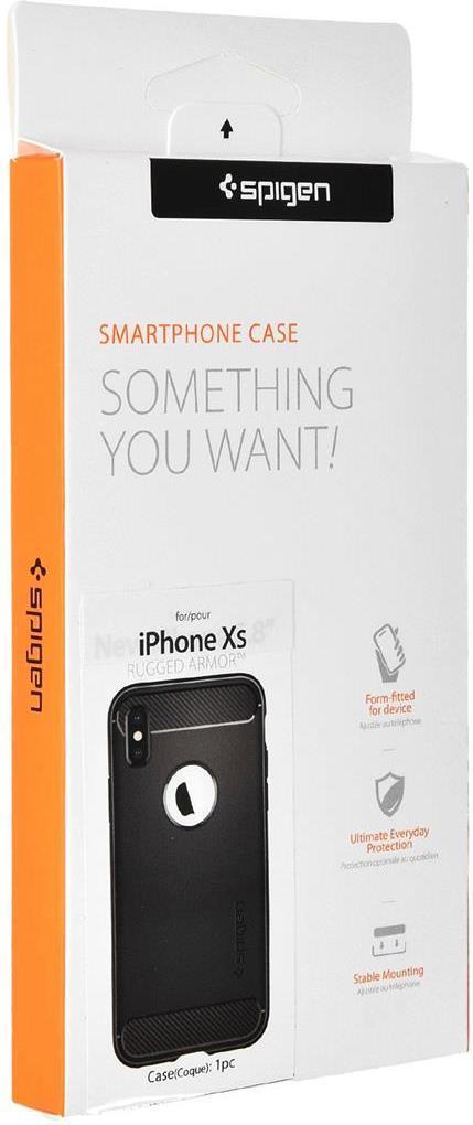 Противоударен Силиконов Калъф за iPhone XS/X, Spigen Rugged Armor Case, Черен (8)