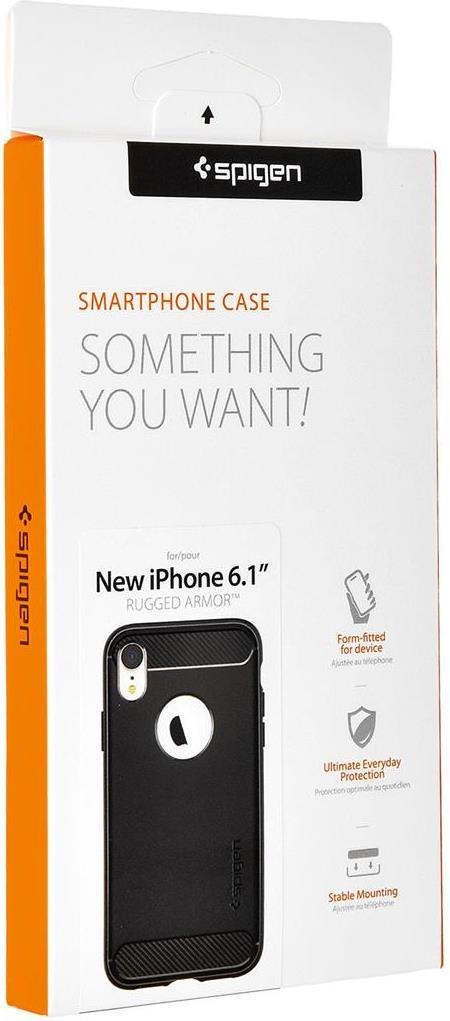 Противоударен Силиконов Калъф за iPhone XR, Spigen Rugged Armor Case, Черен (9)