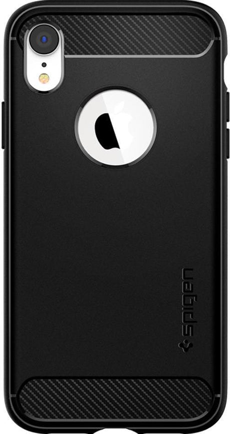 Противоударен Силиконов Калъф за iPhone XR, Spigen Rugged Armor Case, Черен (2)
