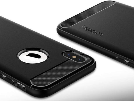 Противоударен Силиконов Калъф за iPhone XS Max, Spigen Rugged Armor Case, Черен (6)