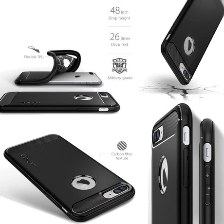 Противоударен Силиконов Калъф за iPhone 8/7 Plus, Spigen Rugged Armor Case, Черен (4)