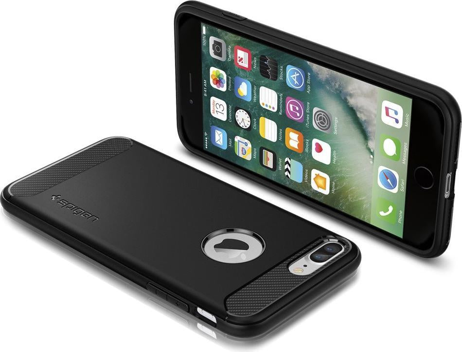 Противоударен Силиконов Калъф за iPhone 8/7 Plus, Spigen Rugged Armor Case, Черен (8)