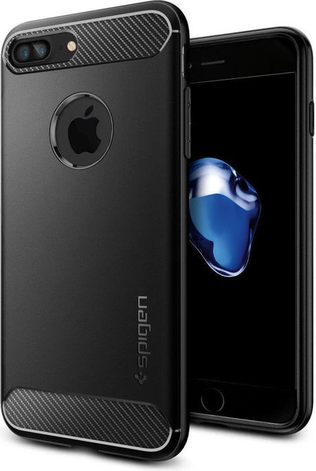 Противоударен Силиконов Калъф за iPhone 8/7 Plus, Spigen Rugged Armor Case, Черен