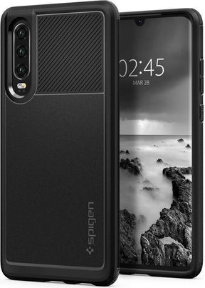 Противоударен Силиконов Калъф за Huawei P30, Spigen Rugged Armor Case, Черен