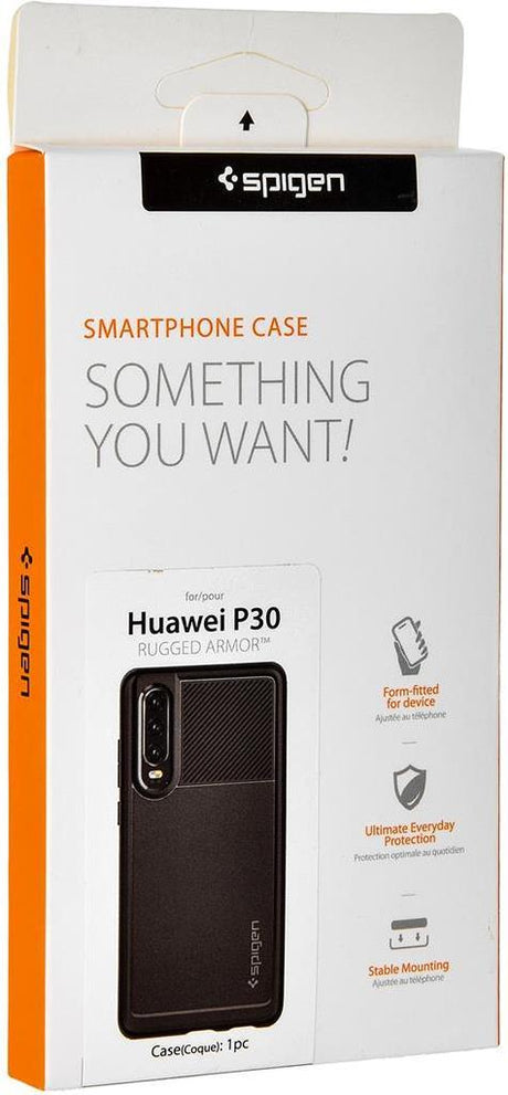 Противоударен Силиконов Калъф за Huawei P30, Spigen Rugged Armor Case, Черен (9)
