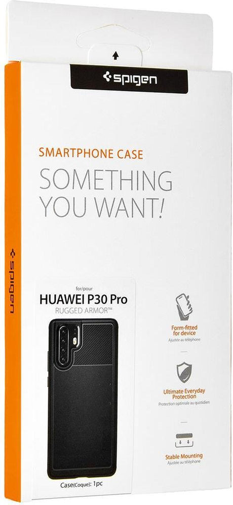 Противоударен Силиконов Калъф за Huawei P30 Pro, Spigen Rugged Armor Case, Черен (8)
