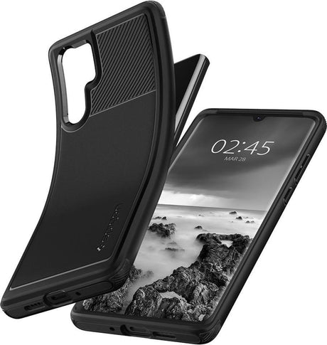 Противоударен Силиконов Калъф за Huawei P30 Pro, Spigen Rugged Armor Case, Черен (7)