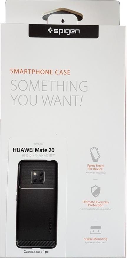 Противоударен Силиконов Калъф за Huawei Mate 20, Spigen Rugged Armor Case, Черен (9)
