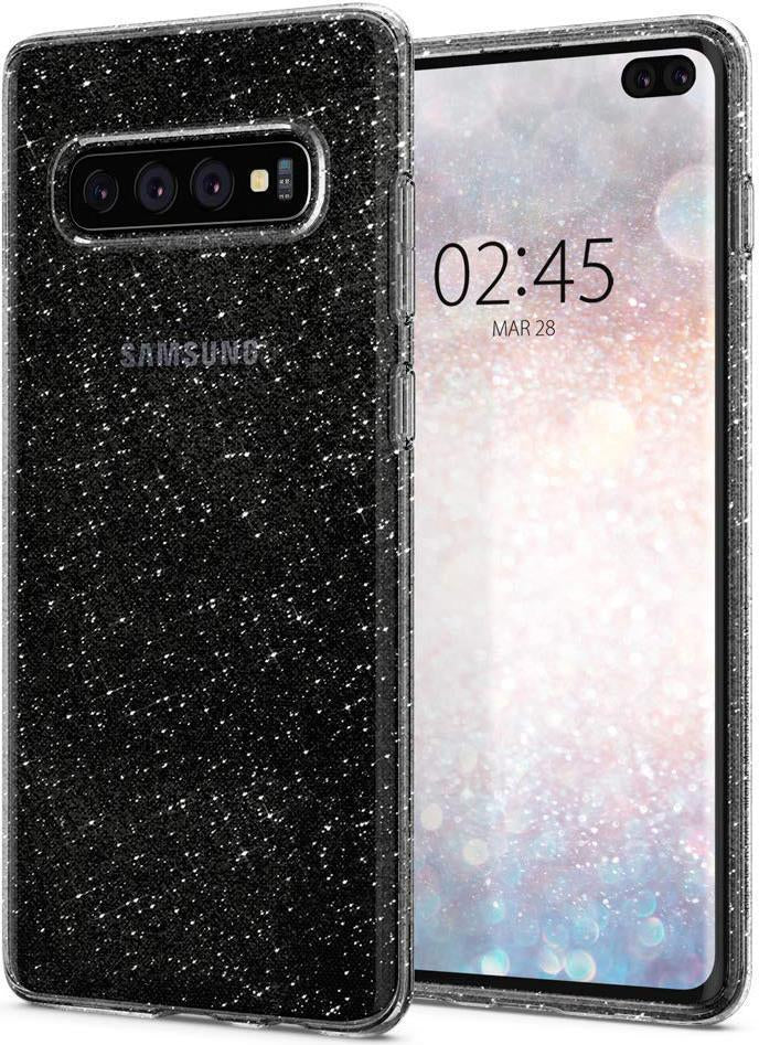 Противоударен Блестящ Калъф за Samsung S10 Plus, Spigen Liquid Crystal Glitter Quartz Case, Прозрачен