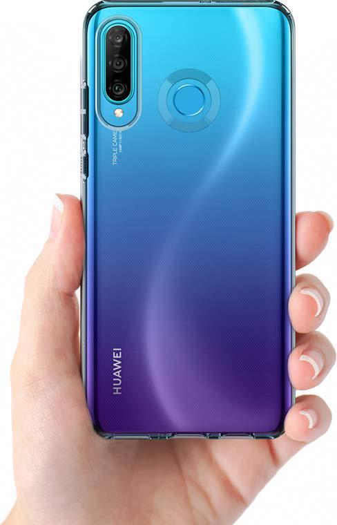 Противоударен Силиконов Калъф за Huawei P30 Lite, Spigen Liquid Crystal Case, Прозрачен (7)
