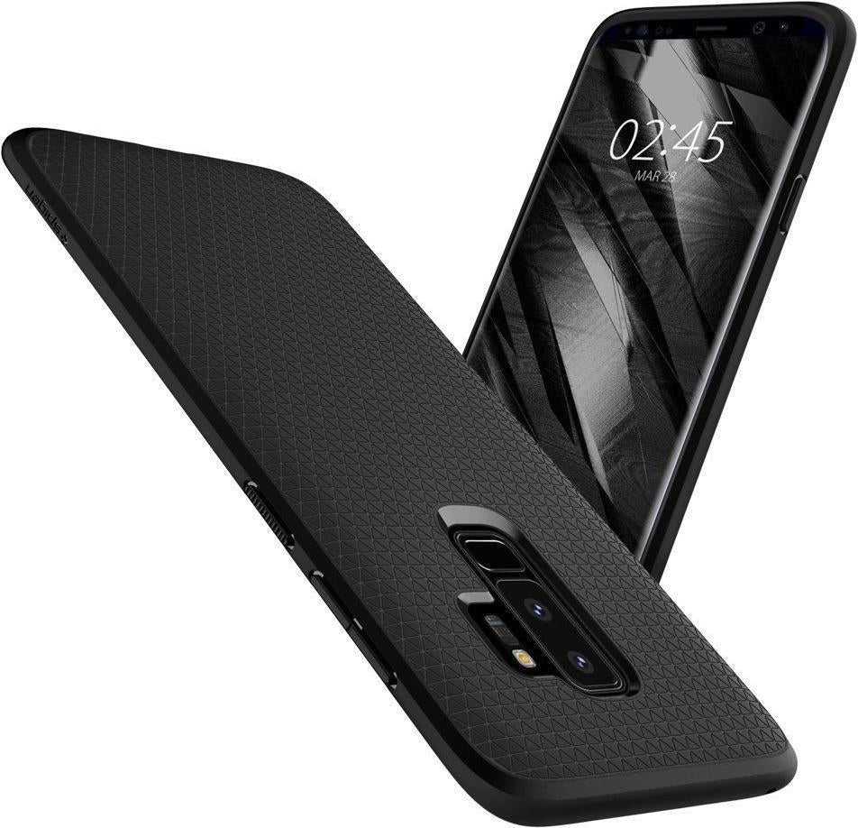 Противоударен Силиконов Калъф за Samsung S9 Plus, Spigen Liquid Air Case, Черен (4)