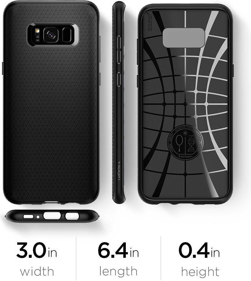 Противоударен Силиконов Калъф за Samsung S8, Spigen Liquid Air Case, Черен (4)
