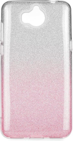 Блестящ Силиконов Калъф за Huawei Y7 2018, Forcell Shining Case, Сребро/Розов