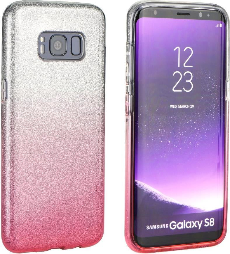 Блестящ Силиконов Калъф за iPhone XS/X, Forcell Shining Case, Сребро/Розов (2)