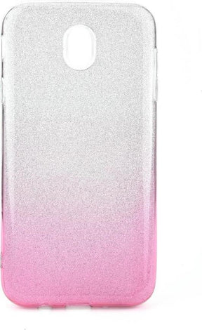 Блестящ Силиконов Калъф за Samsung J7 2017, Forcell Shining Case, Сребро/Розов