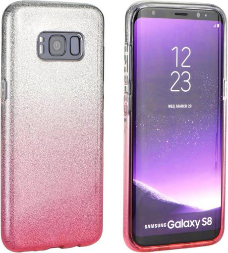Блестящ Силиконов Калъф за Huawei Y6 2018, Forcell Shining Case, Сребро/Лилав (2)