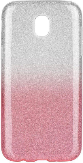 Блестящ Силиконов Калъф за Samsung J5 2017, Forcell Shining Case, Сребро/Розов