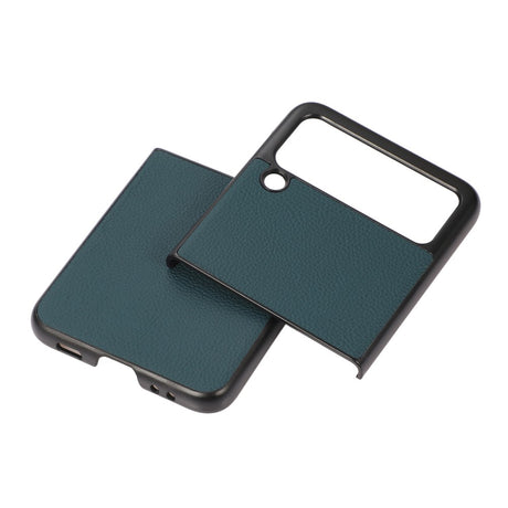 Кожен Калъф за Samsung Galaxy Z Flip 3, Skin Leather Case, Зелен (2)