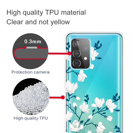 Силиконов Калъф за Samsung A72, Printing White Flower Case, Цветен (3)