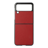 Кожен Калъф за Samsung Galaxy Z Flip 3, Skin Leather Case, Червен