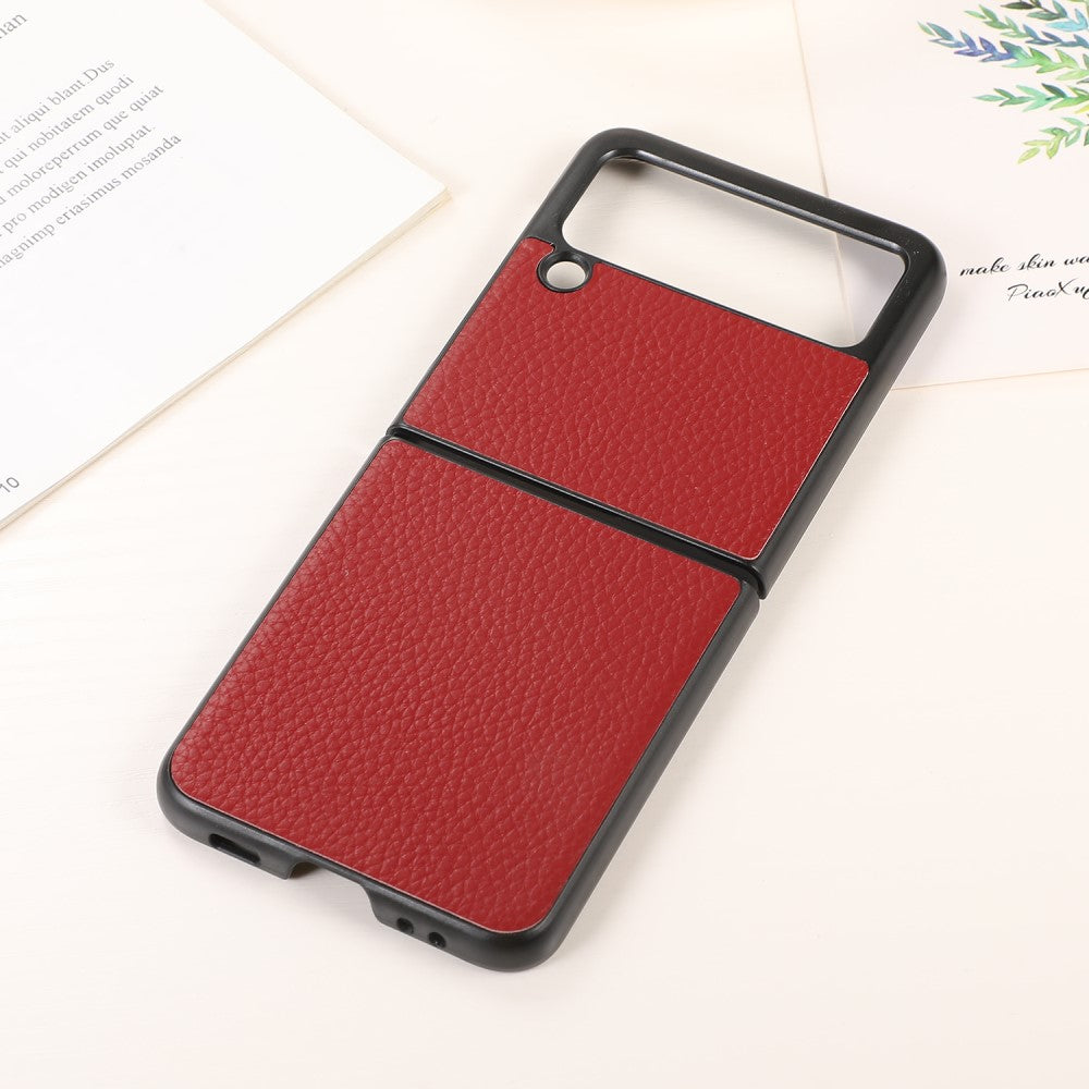 Кожен Калъф за Samsung Galaxy Z Flip 3, Skin Leather Case, Червен (3)