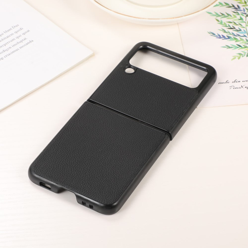 Кожен Калъф за Samsung Galaxy Z Flip 3, Skin Leather Case, Черен (3)