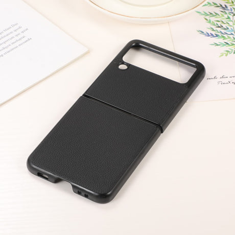 Кожен Калъф за Samsung Galaxy Z Flip 3, Skin Leather Case, Черен (3)