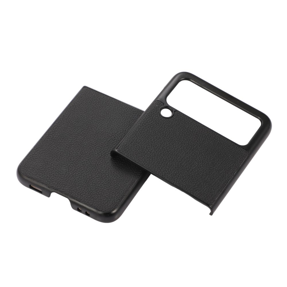 Кожен Калъф за Samsung Galaxy Z Flip 3, Skin Leather Case, Черен (2)