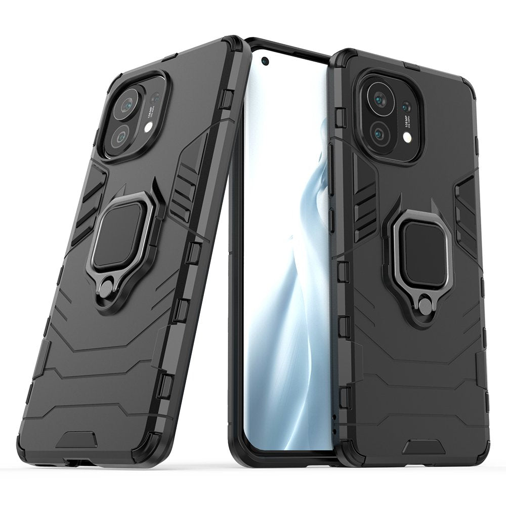 Калъф със Стойка-Пръстен за Xiaomi Mi 11, Kickstand Armor Case, Черен (2)