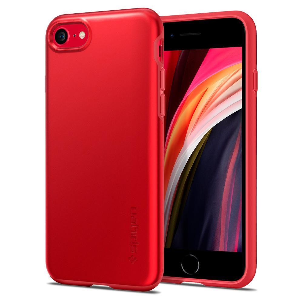 Противоударен Калъф за iPhone SE 2022/2020 8/7, Spigen Thin Fit Case, Червен