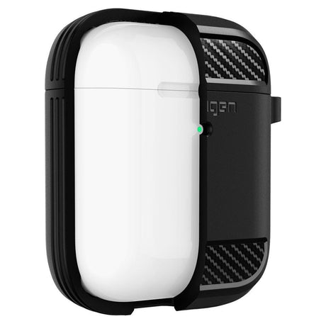Противоударен Силиконов Калъф за Apple AirPods 2, Spigen Rugged Armor Case, Черен (8)