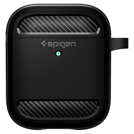 Противоударен Силиконов Калъф за Apple AirPods 2, Spigen Rugged Armor Case, Черен (4)