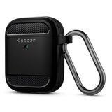 Противоударен Силиконов Калъф за Apple AirPods 2, Spigen Rugged Armor Case, Черен (2)