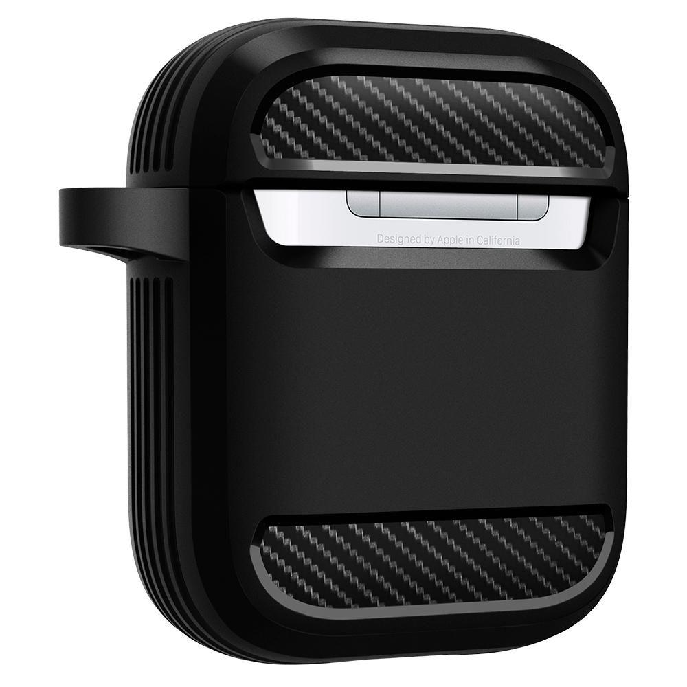 Противоударен Силиконов Калъф за Apple AirPods 2, Spigen Rugged Armor Case, Черен (5)
