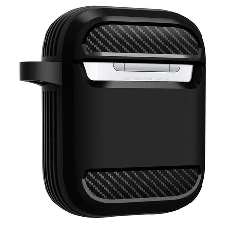 Противоударен Силиконов Калъф за Apple AirPods 2, Spigen Rugged Armor Case, Черен (5)