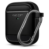 Противоударен Силиконов Калъф за Apple AirPods 2, Spigen Rugged Armor Case, Черен