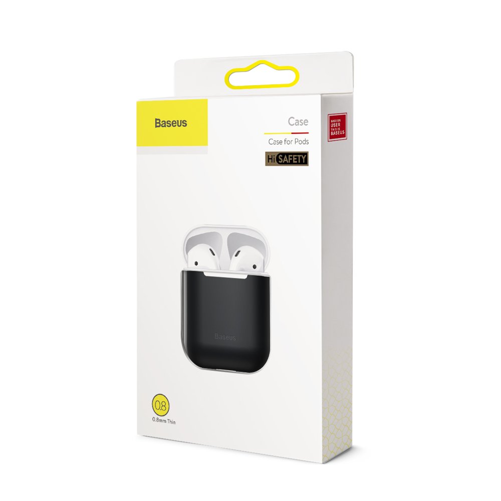 Калъф за Слушалки за Apple AirPods 2, Baseus Silicone Case, Черен (8)