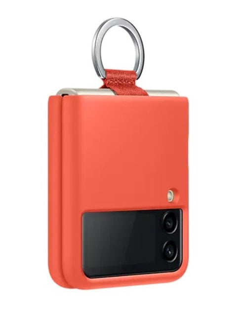 Оригинален Силиконов Калъф за Samsung Z Flip 3, Silicone Ring Cover Case EF-PF711TNPE, Корал (4)