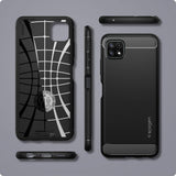 Противоударен Силиконов Калъф за Samsung A22 5G, Spigen Rugged Armor Case, Черен (2)